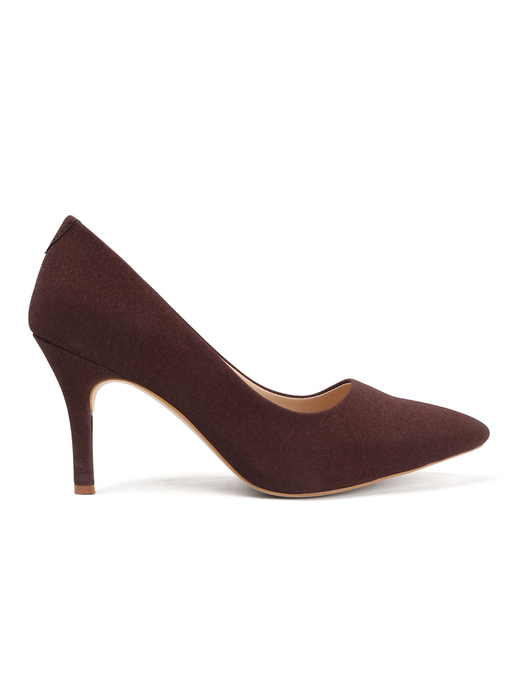 Maroon Mid-Height Suede Pointed-Toe Stiletto