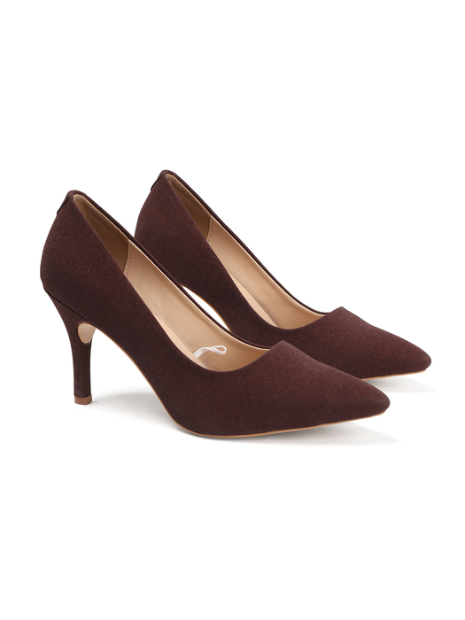 Maroon Mid-Height Suede Pointed-Toe Stiletto