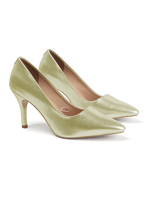 Gold metallic pointed stilettos