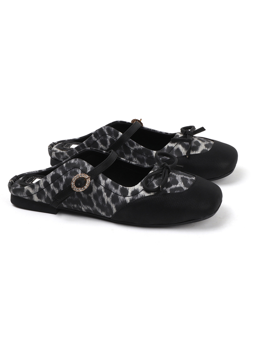 Two-Tone Mary Jane mules in Black Grey