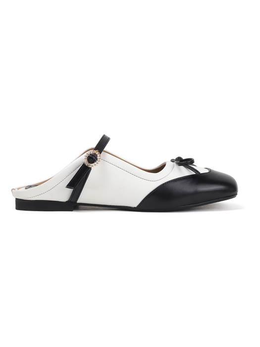 Two-Tone Mary Jane mules in White Black