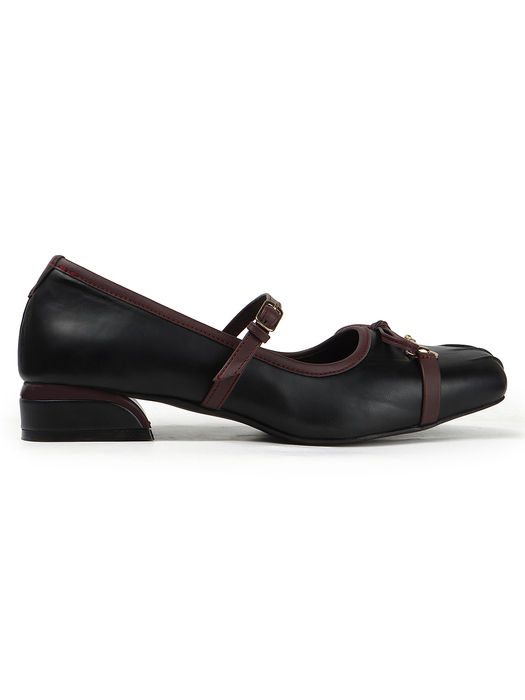 Black leather mary jane ballet flats