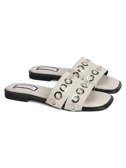 Grommet Detail Slide Sandal in Grey