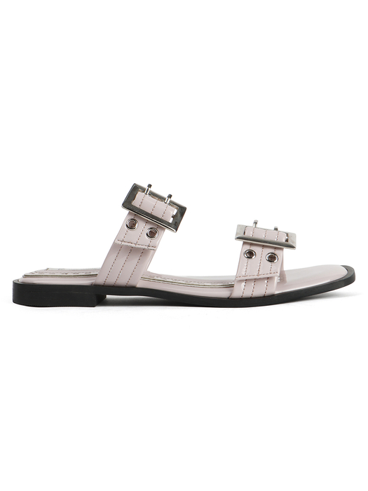 Double Buckle Strap Slide Sandal in Pink