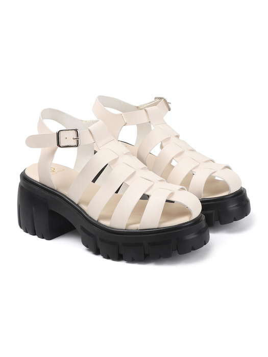 Chunky Gladiator Sandals With Multi-Strap Upper and Heavy Treaded Sole in White