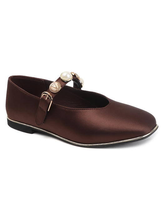 TWP Origin Midnight Satin Flats in Brown