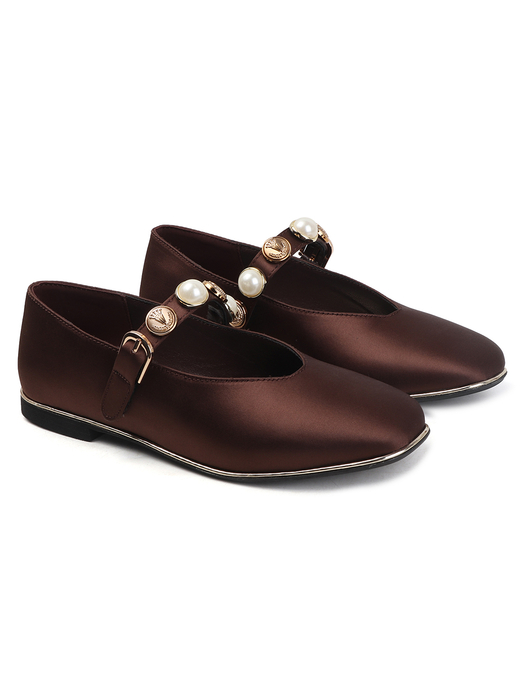 TWP Origin Midnight Satin Flats in Brown