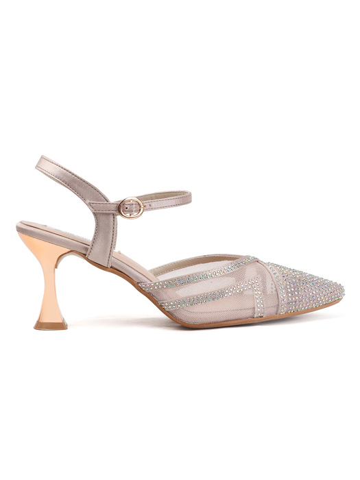 TWP Origin Rhinestone Mesh Heels in Nude