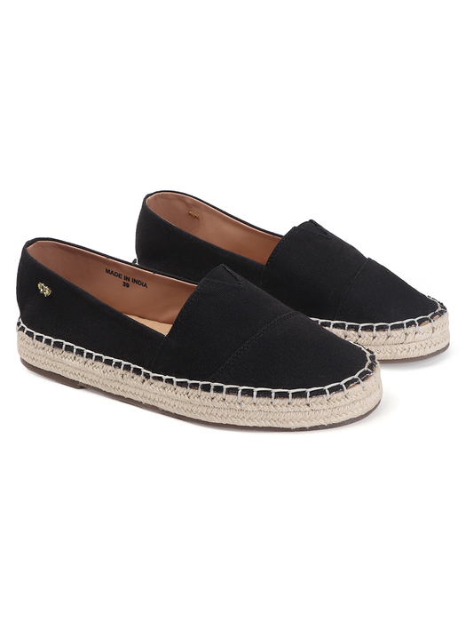 TWP Origin Black Canvas Espadrille Slip-On Flats