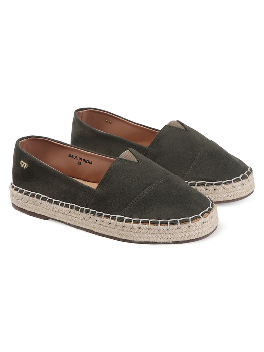 TWP Origin Green Canvas Espadrille Slip-On Flats