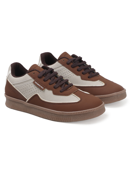 TWP Origin Cream Brown Colorblock Suede Lace-Up Sneakers for Men
