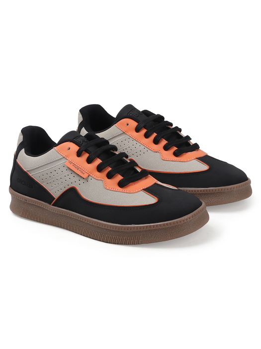 TWP Origin Cream Orange Colorblock Suede Lace-Up Sneakers for Men