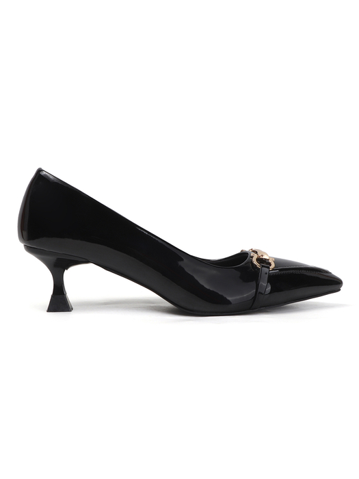 Black Patent Pointed Toe Kitten Heels