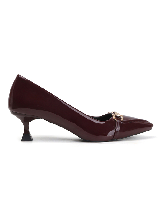 Maroon Patent Pointed Toe Kitten Heels