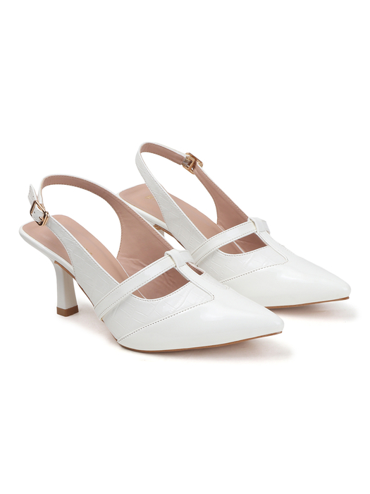 White Strappy Pointed Toe Slingback Heels