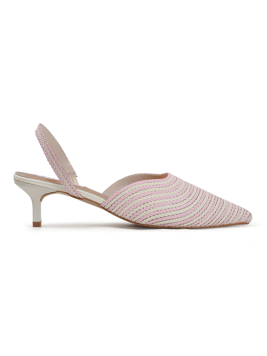 Pink Chic Textured Pointed Toe slingback Heels