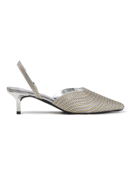 Gold Chic Textured Pointed Toe slingback Heels