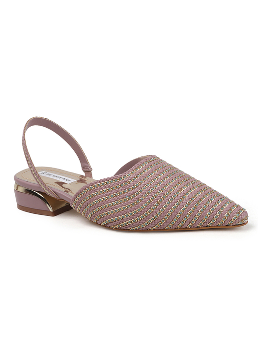 Pink Textured Pointed Toe Slingback Heels