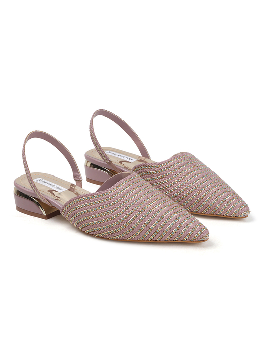 Pink Textured Pointed Toe Slingback Heels