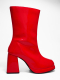 Eleanor Red Patent Block Heel Boots