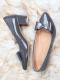 Thewhitepole Grey Block heels for women | Crystal Bow Embellished