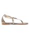 Leather Jeweled Metallic Sandal in Gold