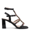 Three-Strap Black Block Heels with Multicolour Jewels