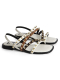 White Slingback Flats With Triple Straps and Stud Embellishments