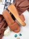 Thewhitepole  Brown wedges for women II Softy Braided