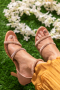Debonair | Ornate Ankle Pink Strap Heels