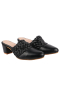 Thewhitepole black heels for women | Braided Leather Mules
