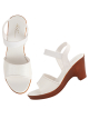Toffee Nut | White Ankle Strap Heels