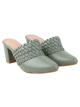 Thewhitepole Sea Green heels for women | Braided Leather Mules