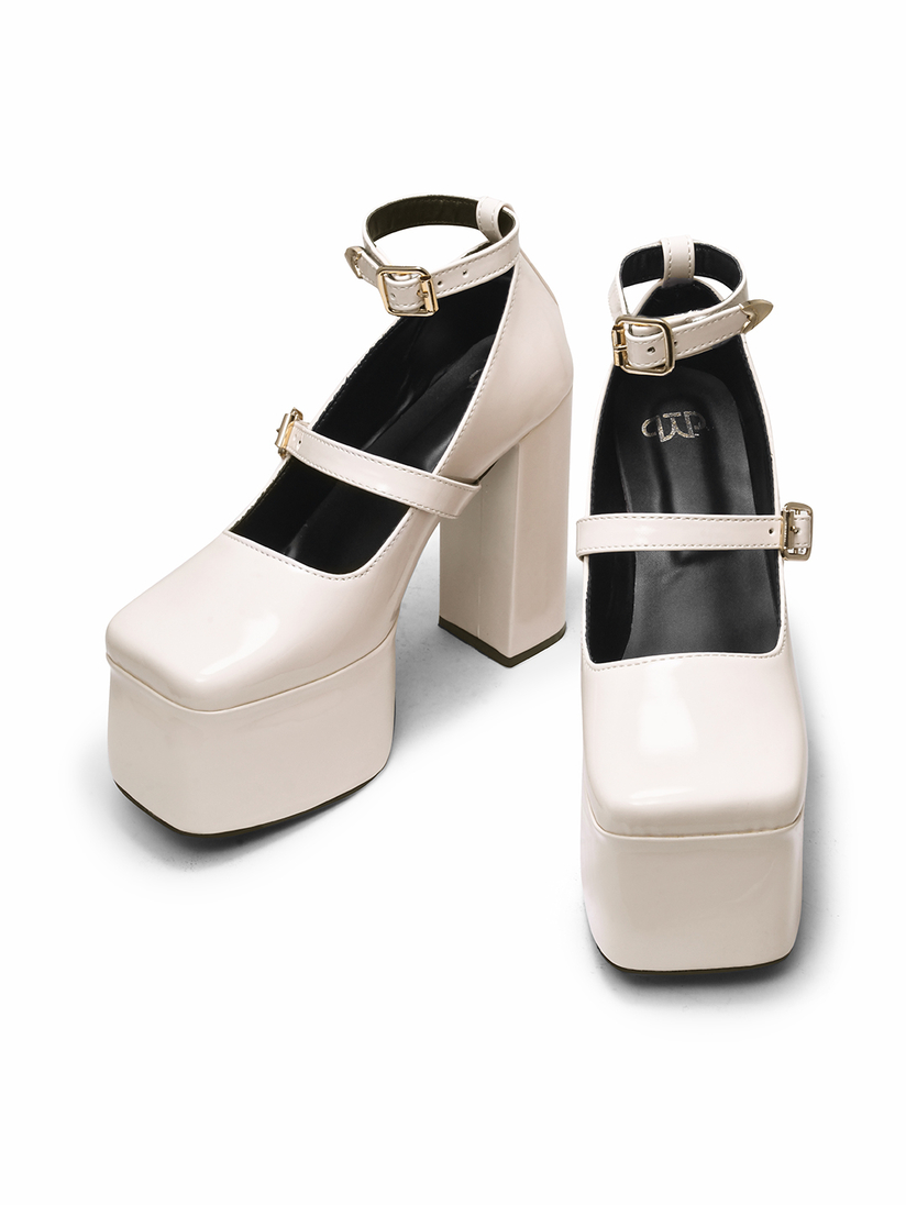 未使用 CLANE WAVE SQUARE PUMPS ホワイト 38 CLANE - ウェーブスクエアパンプス - POINTED WAVE PUMPS